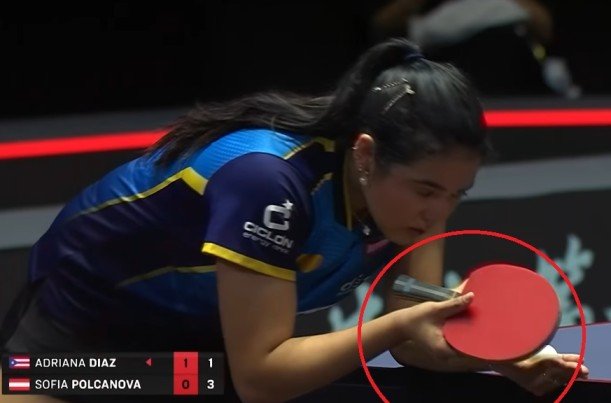 Adriana Diaz's blade during a match against Sofia Polcanova