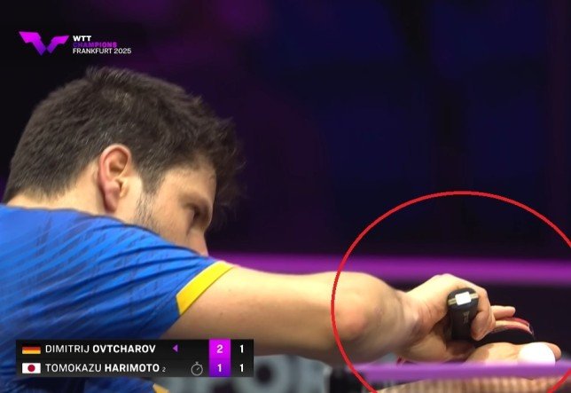 Dimitrij Ovtcharov using Ovtcharov Innerforce ALC against Tomokazu Harimoto