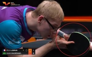 Felix Lebrun using Felix Lebrun Hyper Carbon against Hugo Calderano