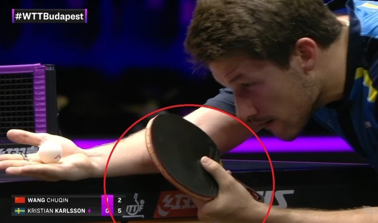 Kristian Karlsson using Korbel SK7 against Wang Chuqin