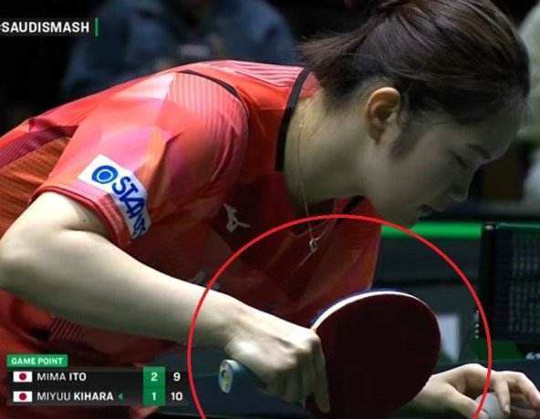 Miyuu Kihara equipment setup against Mima Ito at the Saudi Smash