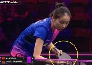 Qian Tianyi using Viscaria against Annett Kaufmann