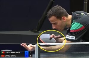 Tiago Apolonia using Apolonia ZLC against Zhou Qihao at the WTT Star Contender Doha