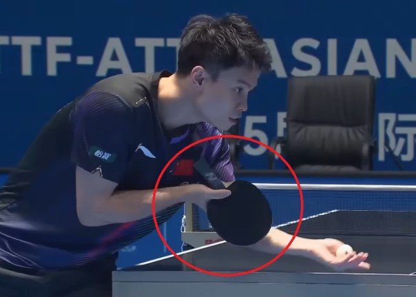 Zhou Qihao using Double Fish Project-Z against Wang Chuqin