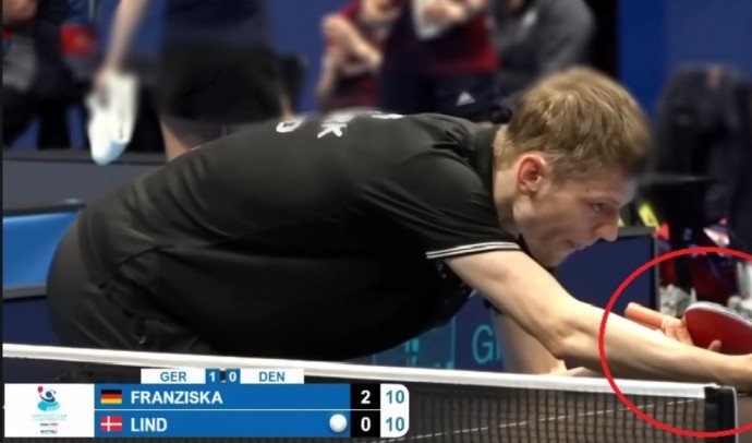 Anders Lind using Anders Lind Hexa Carbon against Patrick Franziska