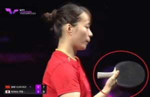 Shi Xunyao using Viscaria against Mima Ito