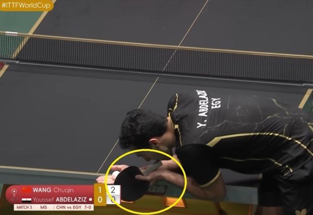 Youssef Abdelaziz using Viscaria against Wang Chuqin