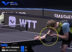 Cedric Meissner using Tibhar Shang Kun Hybrid AC against Kim Minhyeok