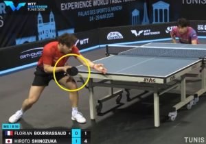 Florian Bourrassaud using Donic Zhang Jike Original Carbon against Hiroto Shinozuka at the WTT Contender Tunis 2026