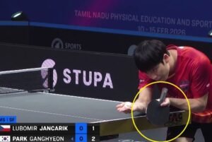 Park Ganghyeon using Fan Zhendong ALC against Lubomir Jancarik