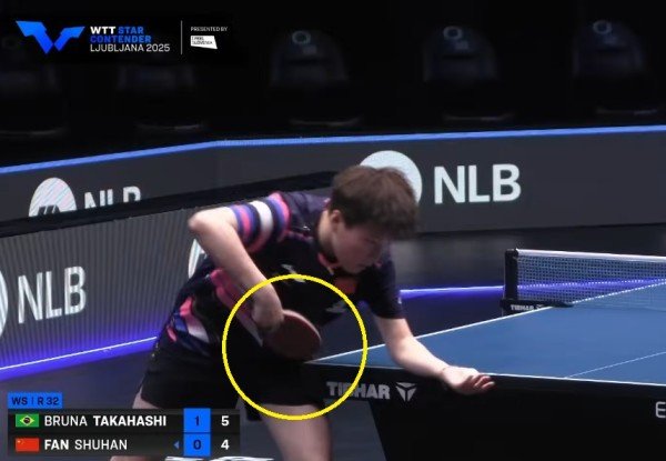Fan Shuhan equipment setup against Bruna Takahashi at the WTT Star Contender Ljubljana 2025