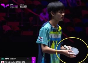 Mak Tin Ian using Viscaria against Tomokazu Harimoto at the WTT Champions Macao 2026